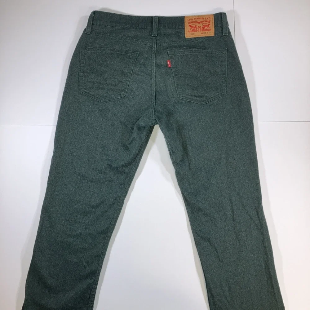 Levi's 511 Slim Jeans Mens 32x30 Dark Green Stretch Denim Pants